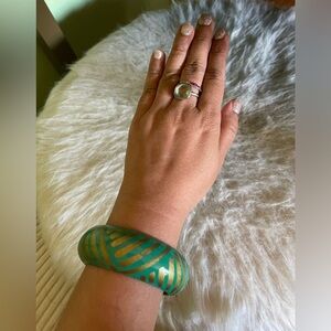 Green and gold wooden bracelet